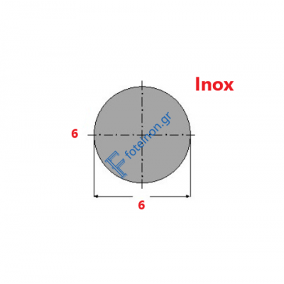 Ανοξείδωτο inox 304 στρογγυλό Φ6 μήκος 3m.