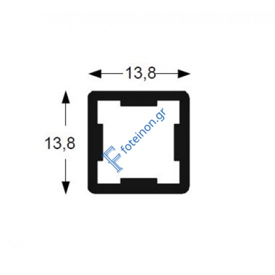 Καρέ αλουμινίου 14*14 Ανοδίωση Τέχνη, (βέργα 6m)