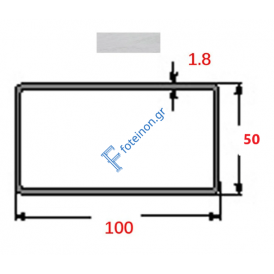 Κοιλοδοκός 100x50x1.8mm Γαλβανιζέ 6m