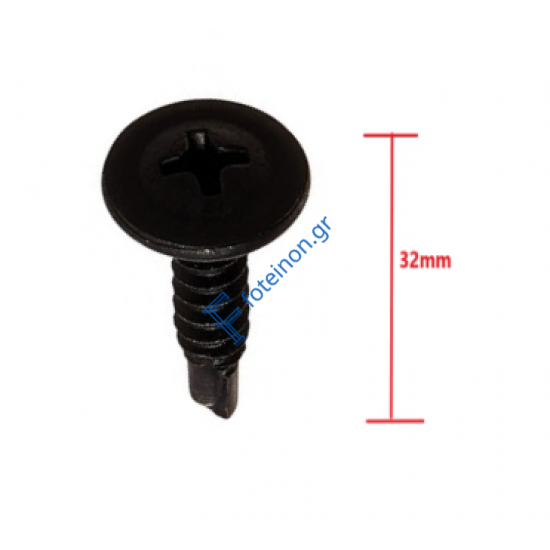 Βίδα αυτοδιάτρητη πλατυκέφαλη 4,2x32 μαύρη Megabolt