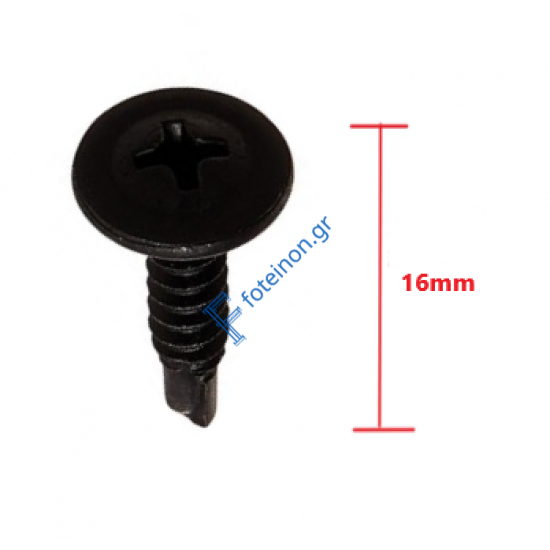 Βίδα αυτοδιάτρητη πλατυκέφαλη 4,2x16 μαύρη Megabolt