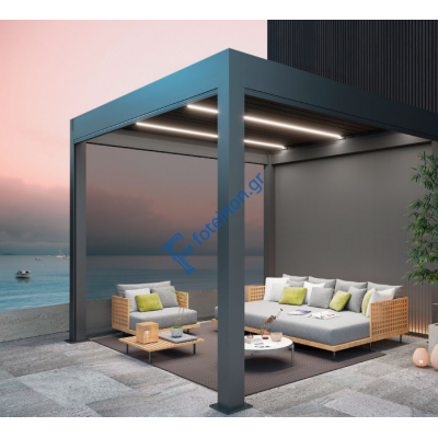 Βιοκλιματική Πέργκολα VIOMAL DIY με Μοτέρ & LED | Αλουμινίου με Κινητές Περσίδες