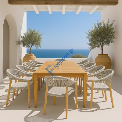 Premium Καρέκλα Teak με Γκρι Σχοινιά