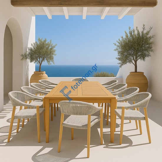 Premium Καρέκλα Teak με Γκρι Σχοινιά