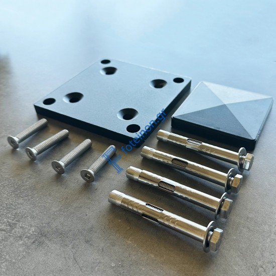 Βάση και καπελάκι κολώνας αλουμινίου box - ΜΑΥΡΟ