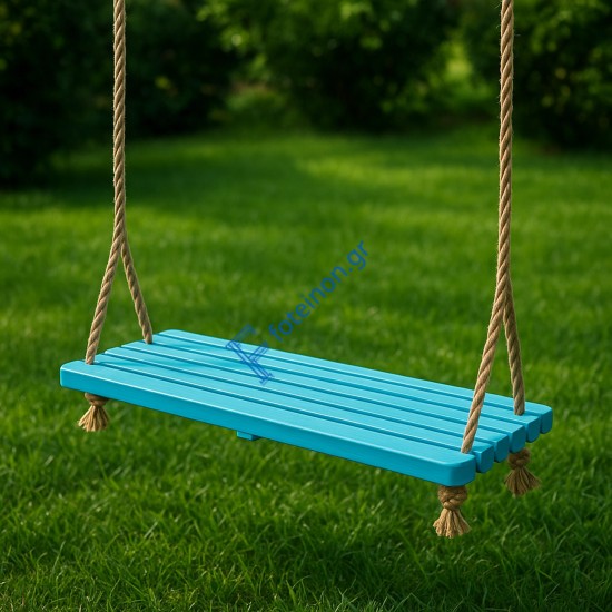 Διπλή Κούνια με Φυσικό Σχοινί Γιούτας - Μπλε