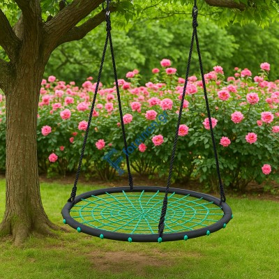 Φωλιά Κούνια Ø120cm Μαύρη/Πράσινη - 4 Σημεία Ανάρτησης