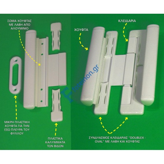 Χούφτα CAL Doublex OVAL με λαβή για φιλητά συρόμενα κουφώματα για πόρτες και παράθυρα λευκή